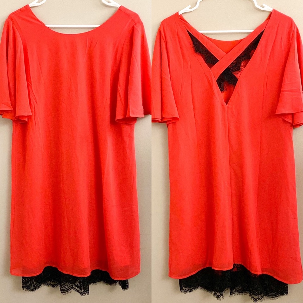 Modcloth Red & Black Lace Dress Size Large